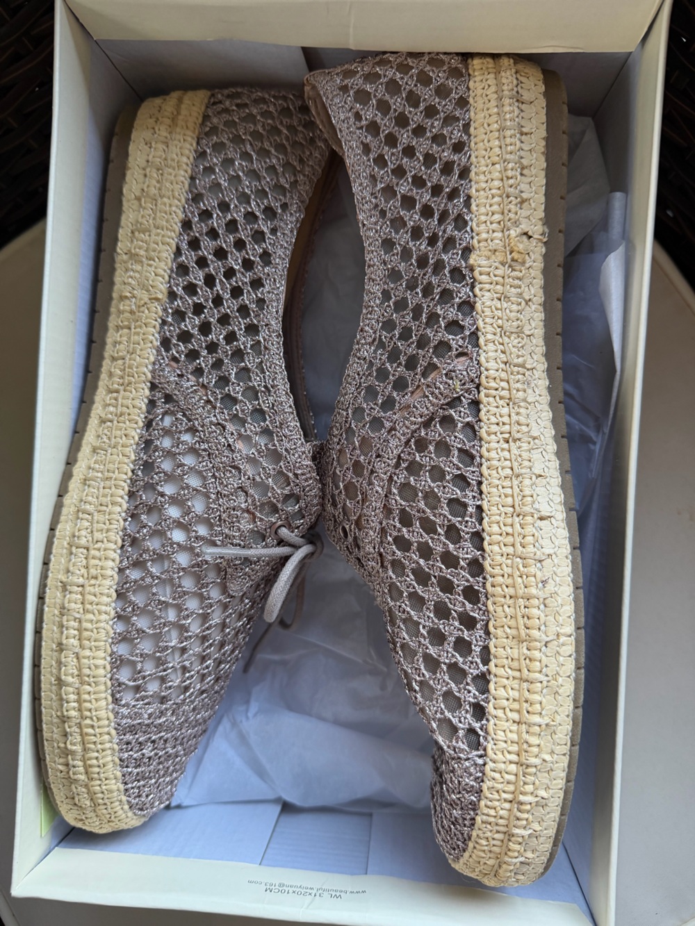 Women’s Beige Crochet Espadrille Flats
